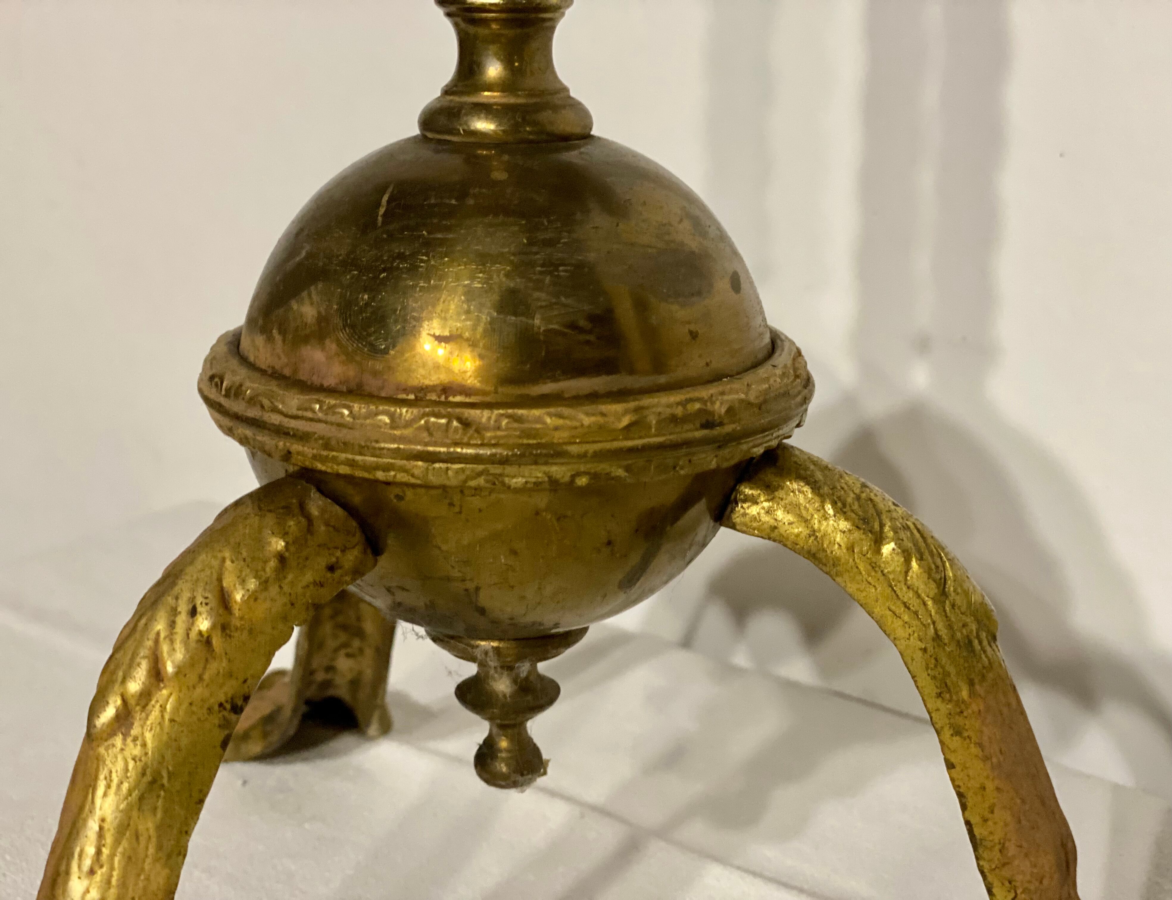 Neo classic brass and mahogany pedestal table
