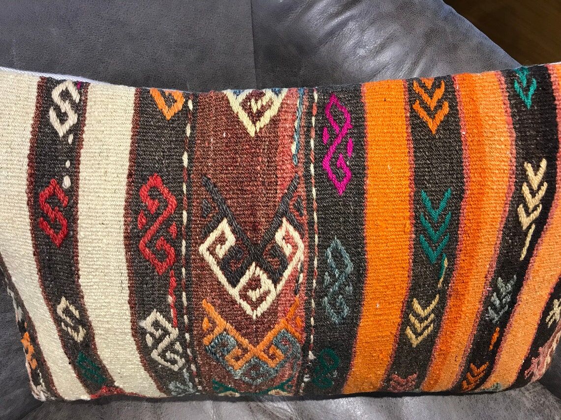 Vintage Orange Lumbar Cushion Cover 40x60cm