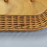 Mid-century wall coat rack with wicker frame, ULUV, 1970s