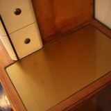 Sideboard in maple, leather and gold-coloured glass, Laszlo Hoenig attr, London 1940s