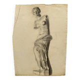 Academic Nude in Antique by Berger dit Lheureux Biloul charcoal 20th century