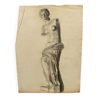 Academic Nude in Antique by Berger dit Lheureux Biloul charcoal 20th century