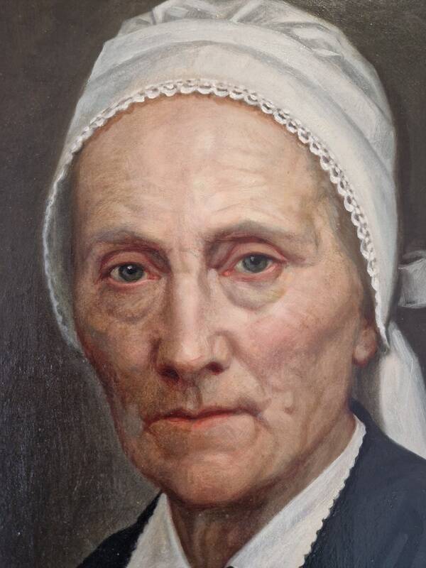 Charles Gislain (1826-1904) - Oil on oval canvas, Portrait of a Woman, 1887