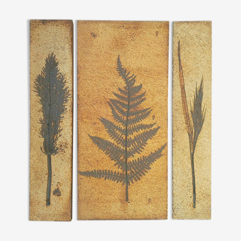 Triptych ceramic tiles Herbarium Roger Capron