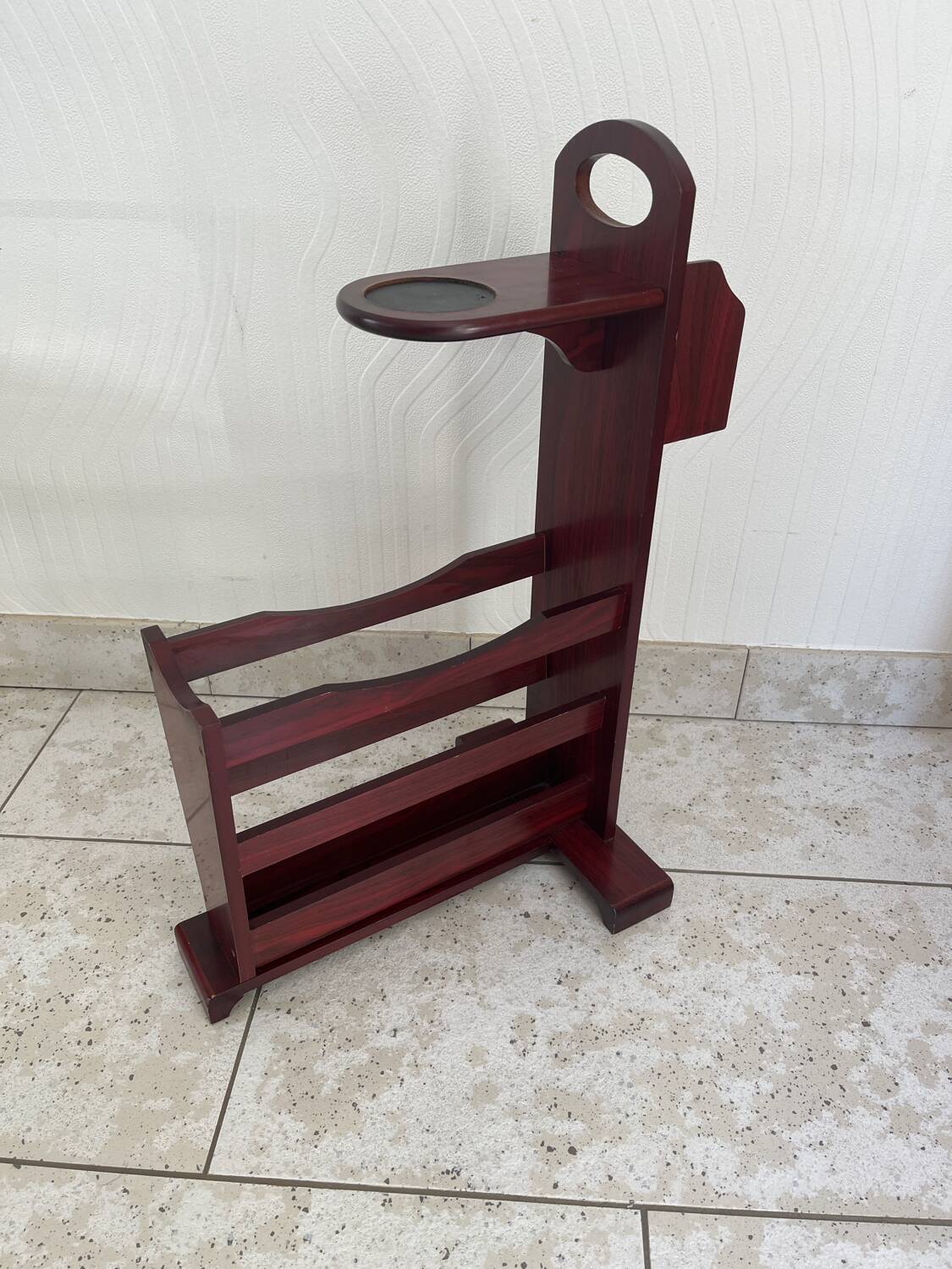 Art Deco magazine rack in mahogany color from the 60s