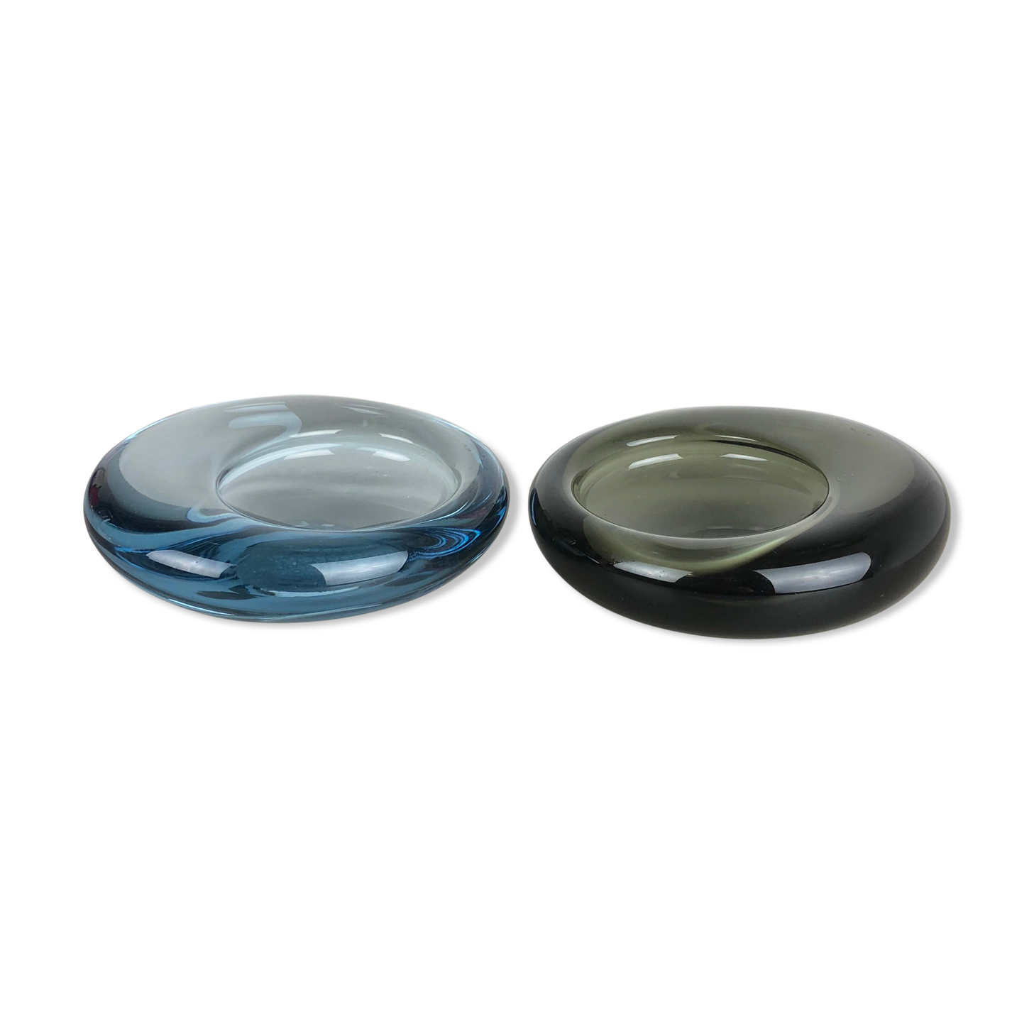 Set of 2 Glass Shell Bowl Elements by Per Lutken for Holmegaard, Denmark, 1960s