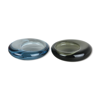 Set of 2 Glass Shell Bowl Elements by Per Lutken for Holmegaard, Denmark, 1960s