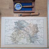 Map of the Marne, 1889. Authentic Vintage.