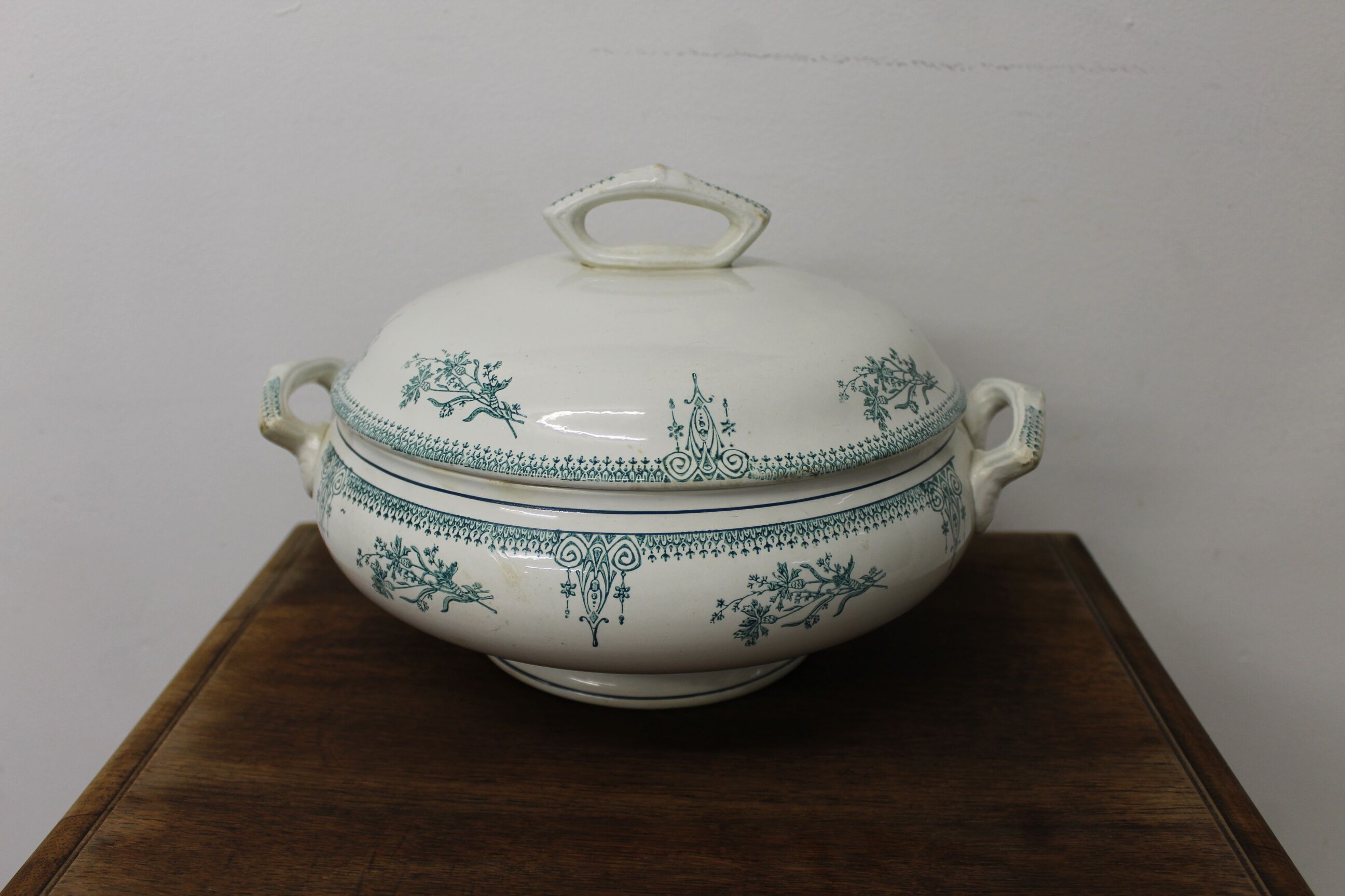 Old blue patterned soup