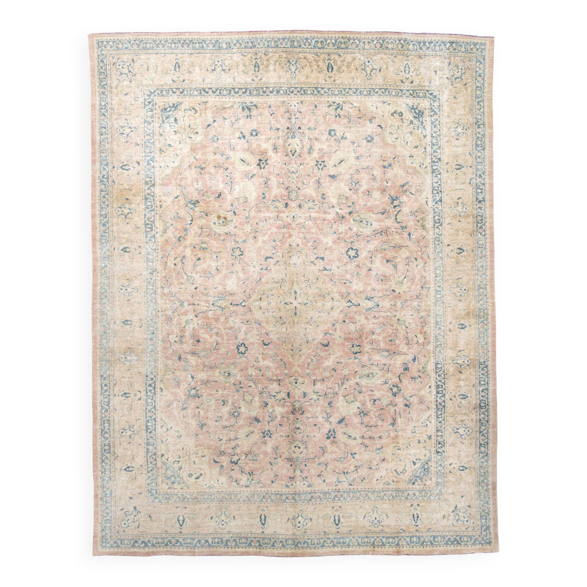Large Pastel Pink Persian Floral Carpet, 294x382Cm