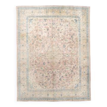 Large Pastel Pink Persian Floral Carpet, 294x382Cm
