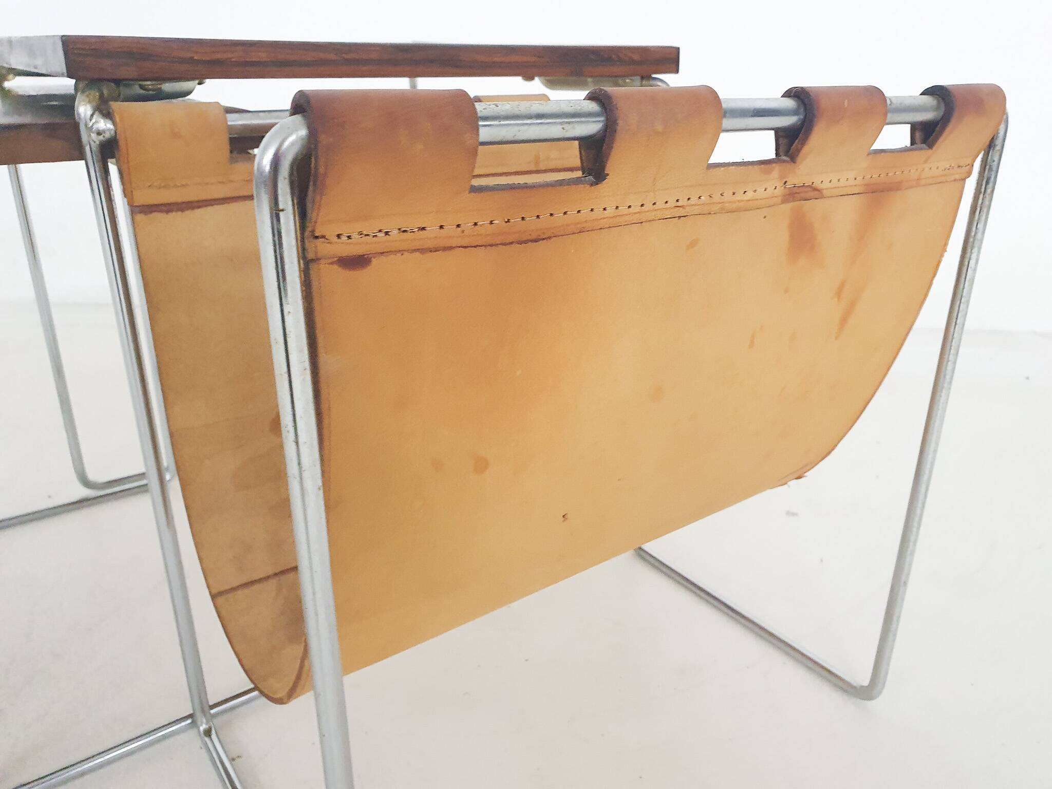 Mid-century rosewood and leather mimiset by Brabantia, The Netherlands 1950