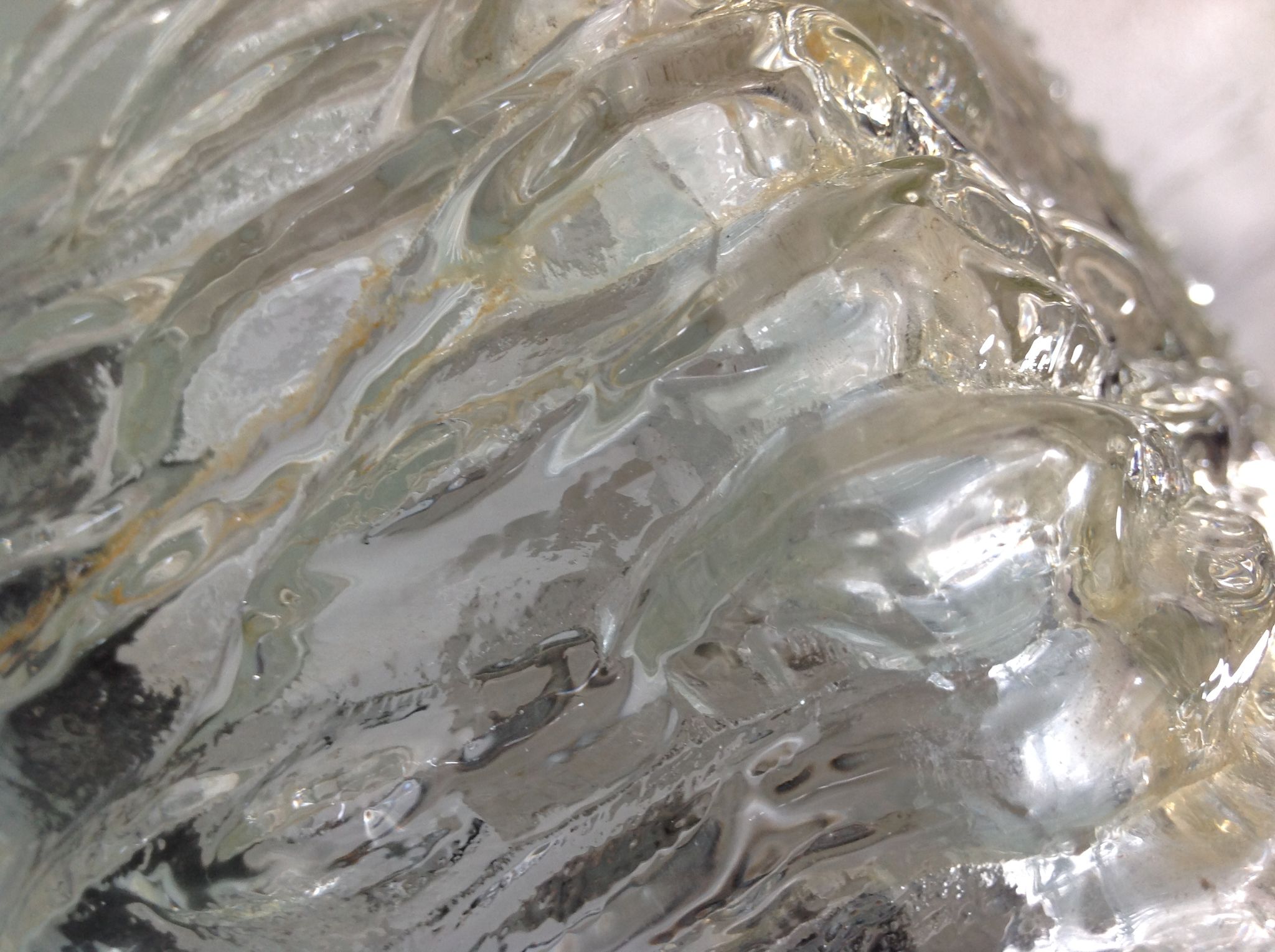 Round ice glass ceiling lamp, vintage 60s-70s
