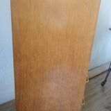 Vintage 1950s secretary desk with compass legs and gilded oak