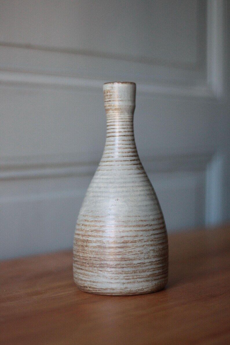 Stoneware vase signed Guy Roland Marcy, flower pot, collection, 70s