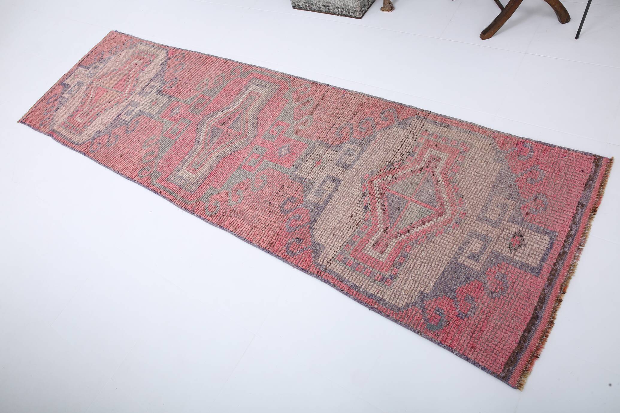 3x10 Soft Pastel Pink Vintage Runner Rug, 87x300Cm