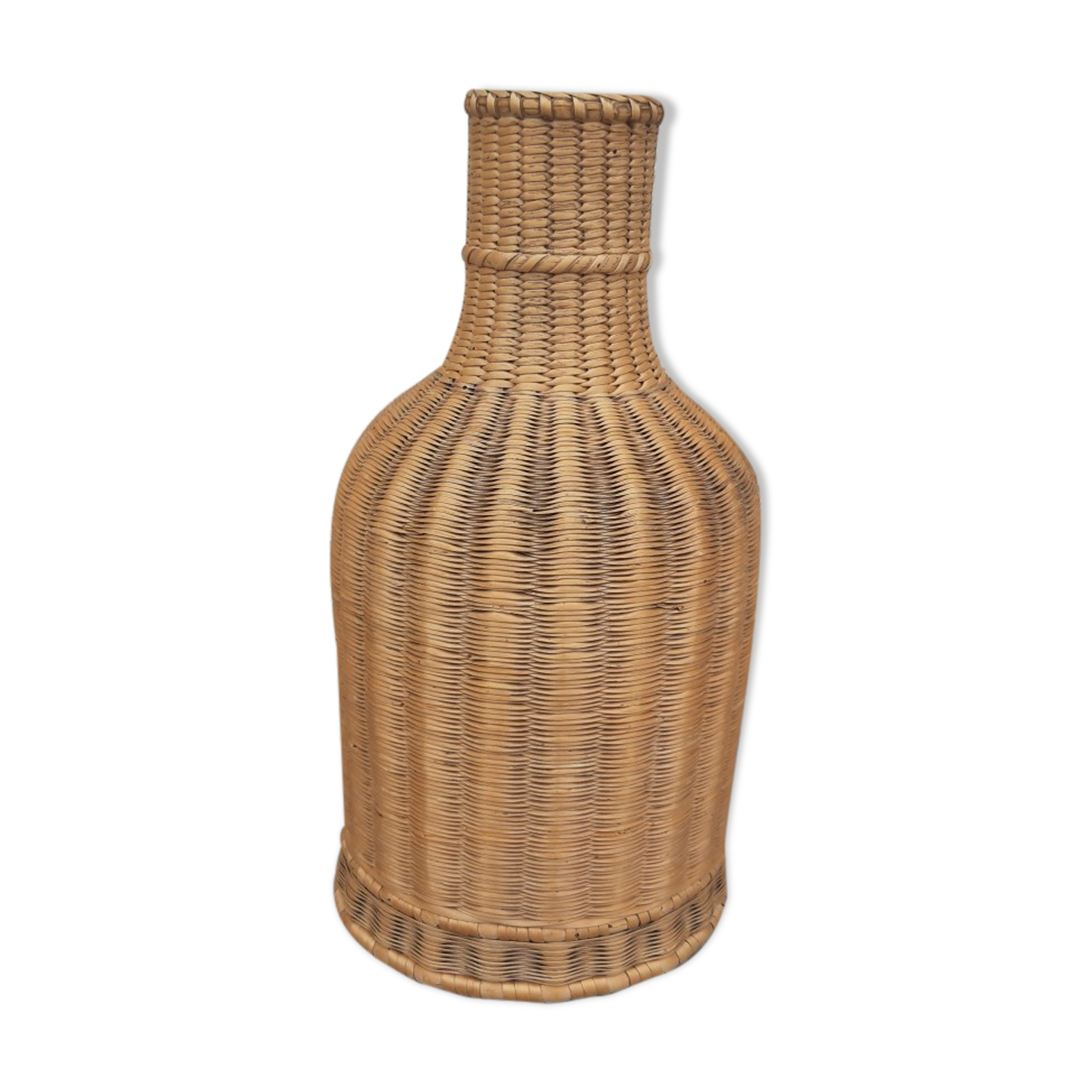 Vase bouteille vintage en osier
