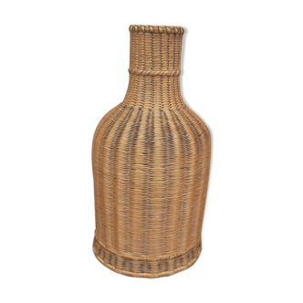 Vintage wicker bottle vase