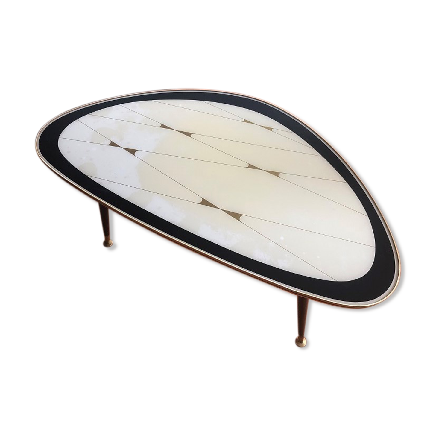 Opal tripod table in graphic glass from the 60s