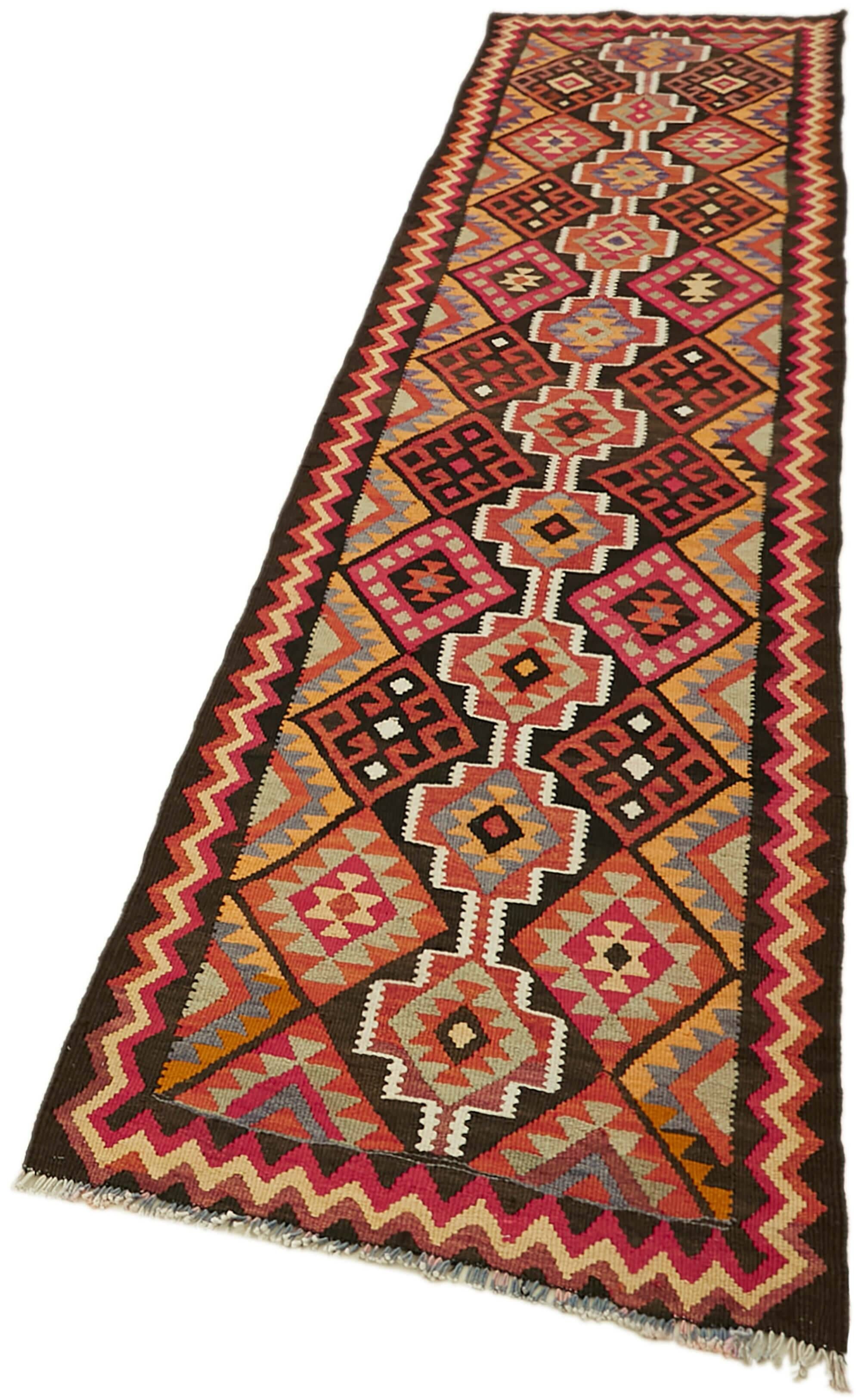 Turkish Handwoven Vintage Herki Kilim 80 cm x 350 cm