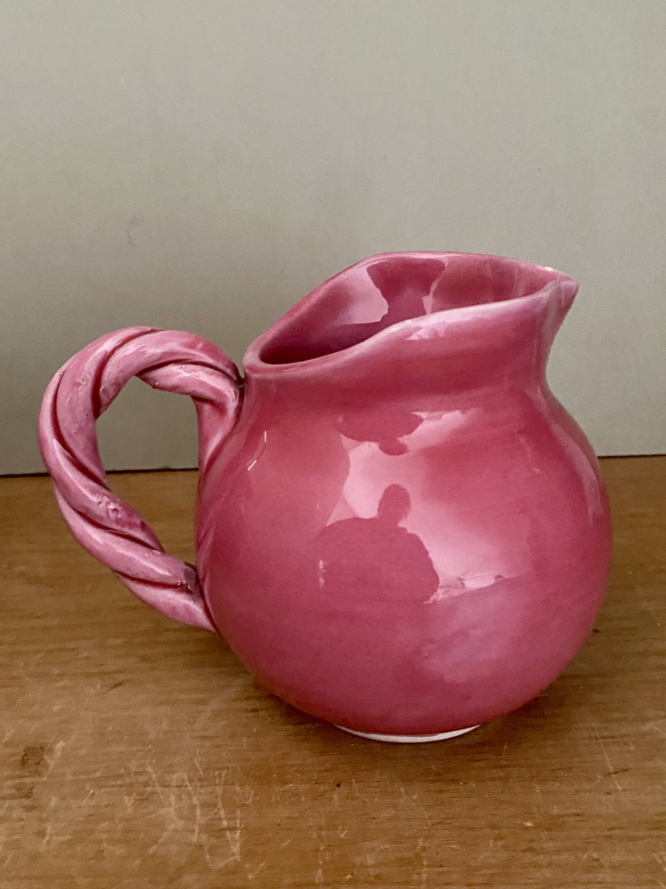 Vintage pink ceramic pitcher Vallauris
