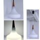 Suspension verre opalin et bois design années 70
