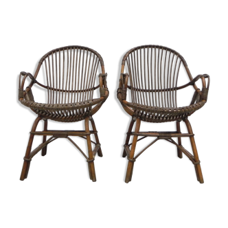 Set of 2 bamboo armchairs