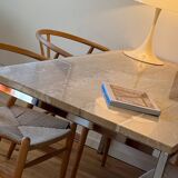Table à manger de luxe en marbre chromé du milieu du siècle