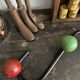 Wall coat rack with 4 wooden balls