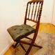 English folding chair - Vintage in wood and leather