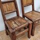 Pair of solid wood and bamboo chairs, brutalist style, 90 cm