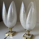Paire de lampes nacrée style rougier design années 70