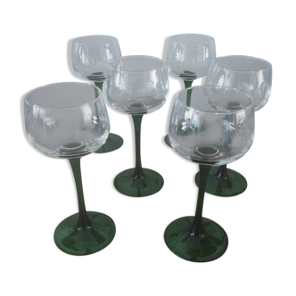 Lot de 6 verres à pieds vins verts