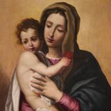 Tableau ancien Vierge à l'Enfant du XVIIe siècle