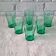 7 Retro emerald green glasses, 20 cl each, France, vintage 1970s