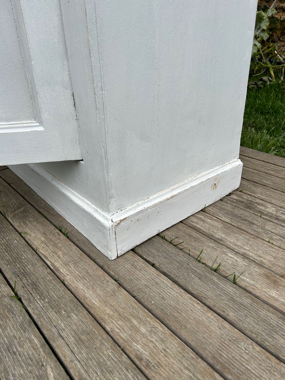 Antique Parisian wardrobe with white patina