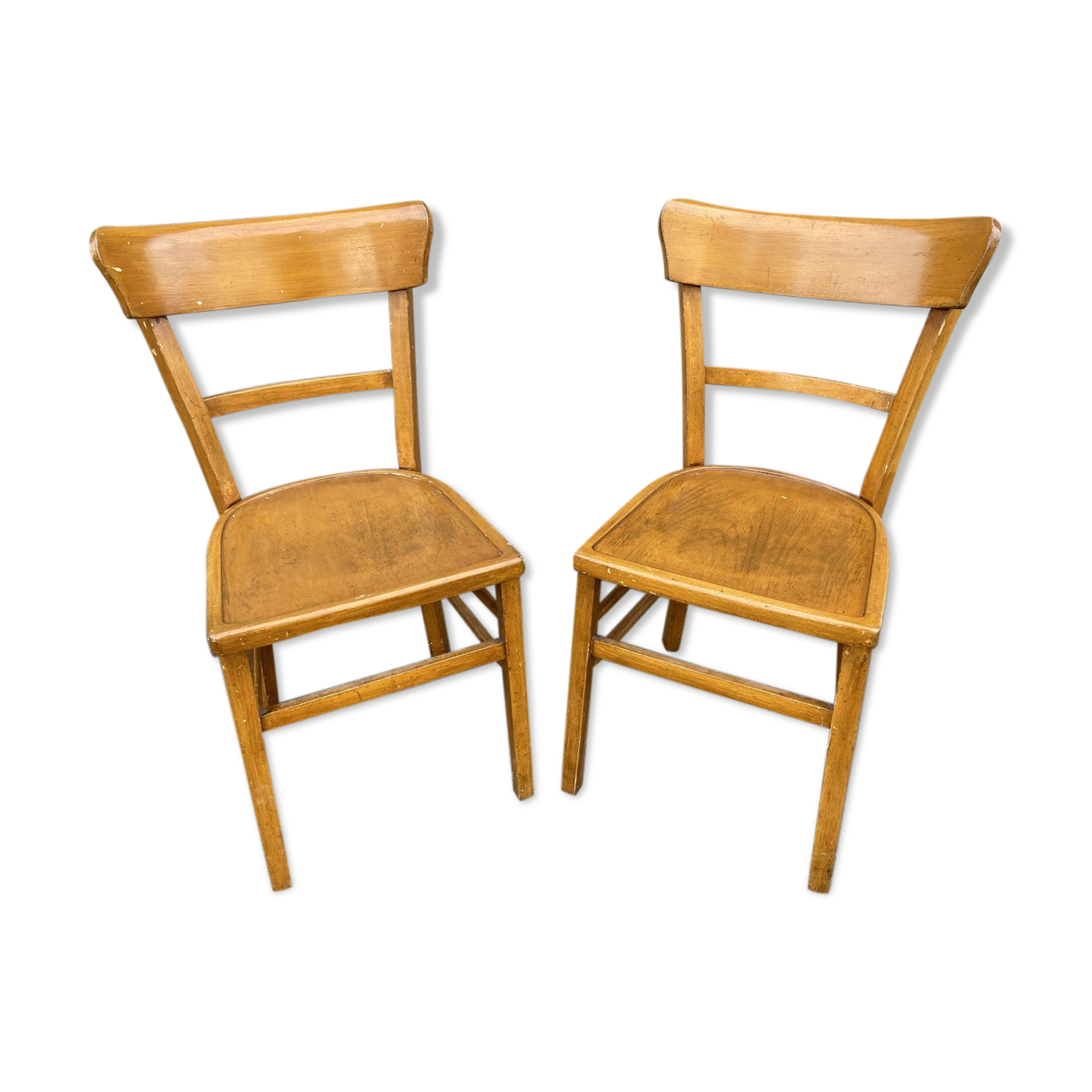Pair of curved wooden bistro chairs