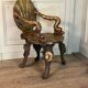 Venetian "Grotto" armchair in carved polychrome wood, silvered and gilded, circa 1890.