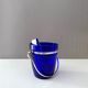 Ice bucket blue, ice cooler silver plated, mid century bareware