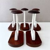 Set of 5 coat hooks, Midmodern wall coat hooks, retro style