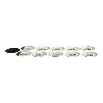 Lot de 11 assiettes à dessert vintage Lunéville-Badonviller à décor