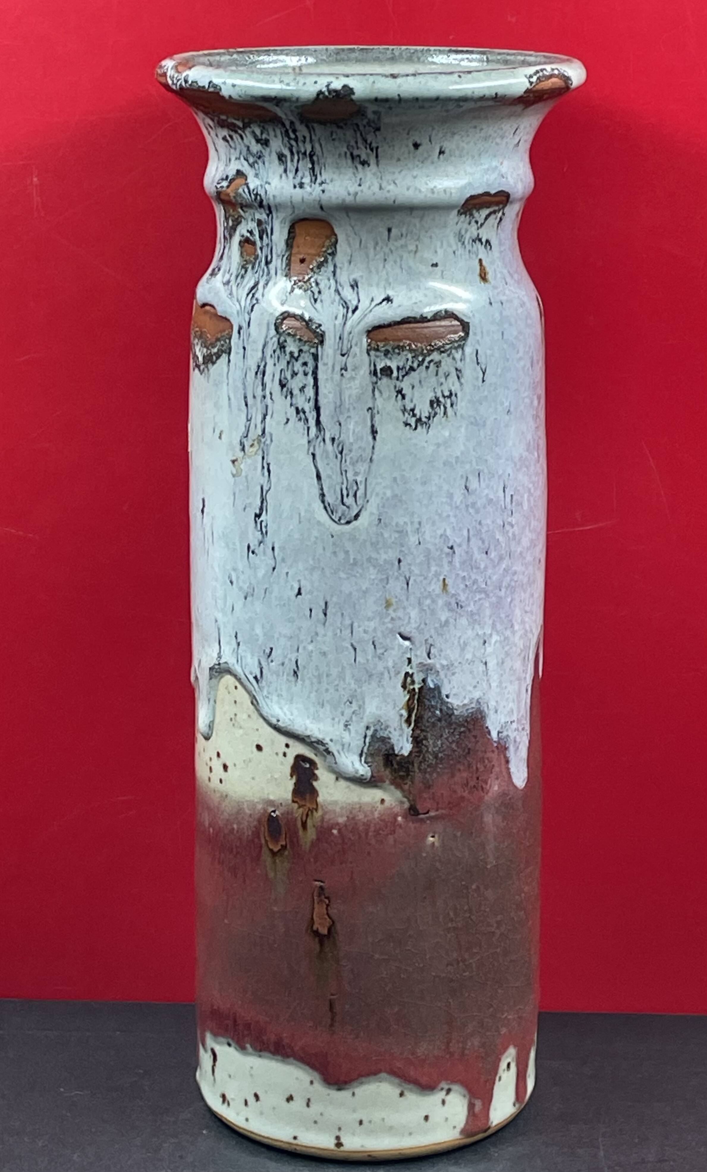 superb flared roller vase signed Les Salicornes Van Duser Lesburgueres 34 cm