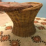Table basse tam-tam en rotin vintage