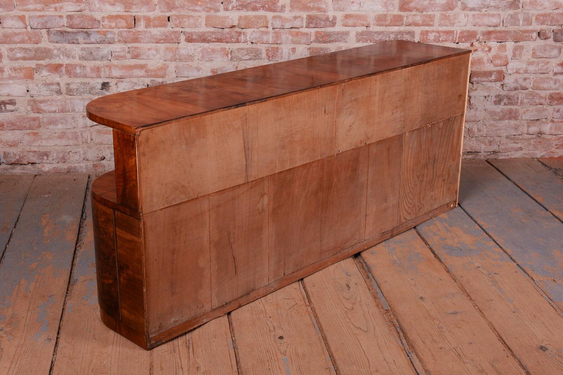 Buffet Art Déco en noyer et chrome, années 1920