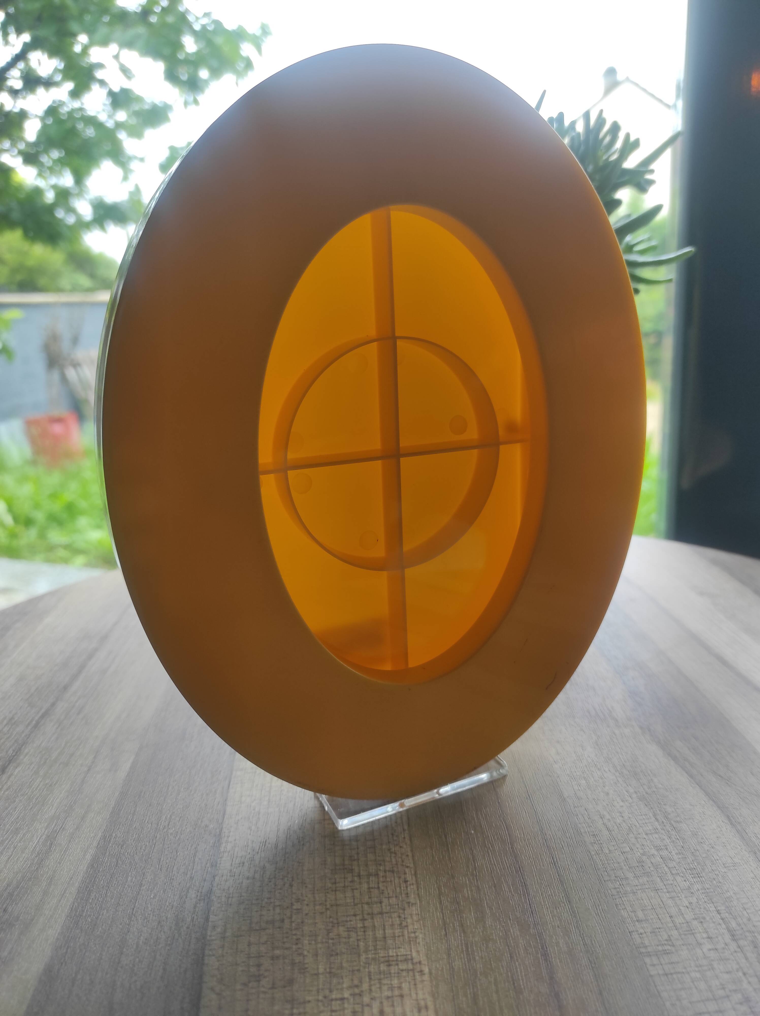 Vintage Ikea yellow plastic oval photo frame