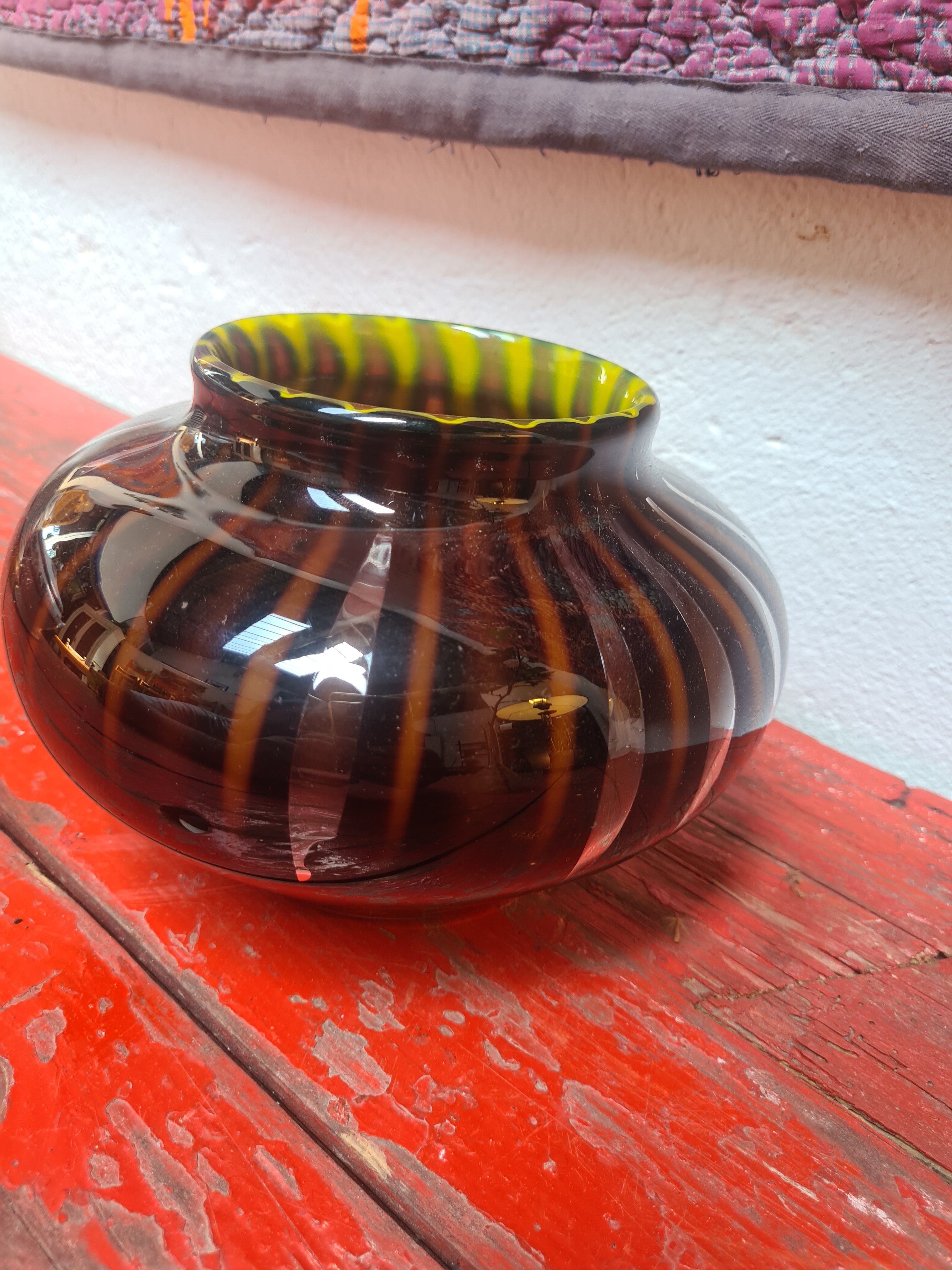 Vase en verre multicolore verly's art deco 1930