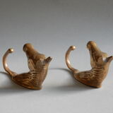 Set of 2 brass horse patères / Vintage coat hanger