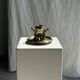 Large 19th century brass candlestick with dolphin motifs
