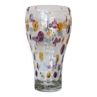 Blown vase with pastilles attributed to Max Kannegiesser