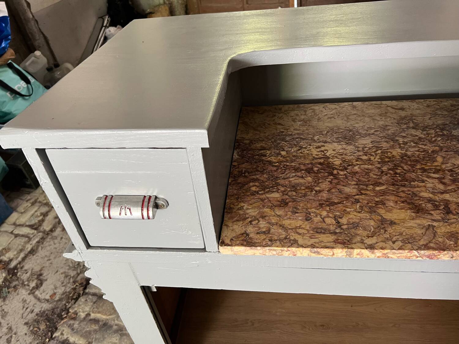 Wood and marble bar
